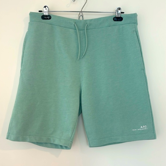 A.P.C. Straight-Leg Cotton-Jersey Drawstring Shorts in Blue (M) - Picture 1 of 5